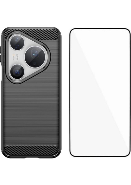 Huawei Pura 80 Pro Büyük Lens Deliği Fırçalanmış Doku Tpu Telefon Kılıfı ve Ekran Filmi (Yurt Dışından)