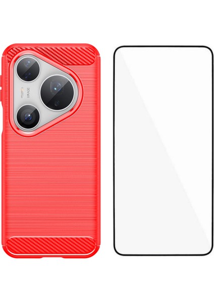 Huawei Pura 80 Pro Büyük Lens Deliği Fırçalanmış Doku Tpu Telefon Kılıfı ve Ekran Filmi (Yurt Dışından)