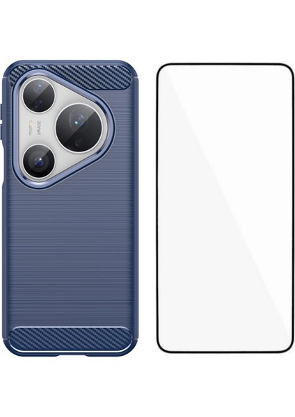 Huawei Pura 80 Pro Büyük Lens Deliği Fırçalanmış Doku Tpu Telefon Kılıfı ve Ekran Filmi (Yurt Dışından)