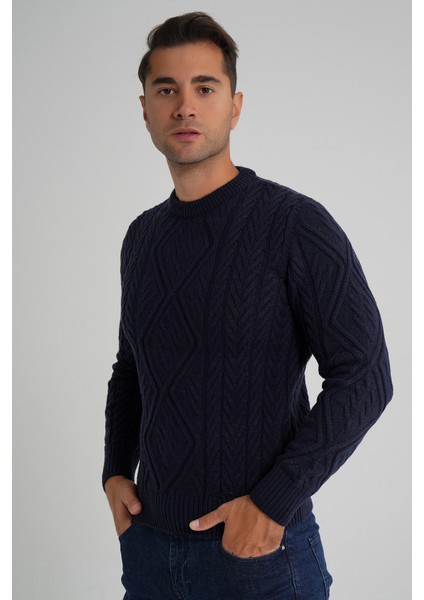 Erkek Baklava Yürütmeli Saç Örgülü Bisiklet Yaka Yün Kazak TRIST-5347 fiyatları