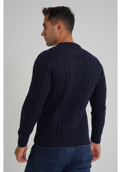 Erkek Baklava Yürütmeli Saç Örgülü Bisiklet Yaka Yün Kazak TRIST-5347 modelleri