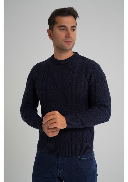 Erkek Baklava Yürütmeli Saç Örgülü Bisiklet Yaka Yün Kazak TRIST-5347 fırsatları