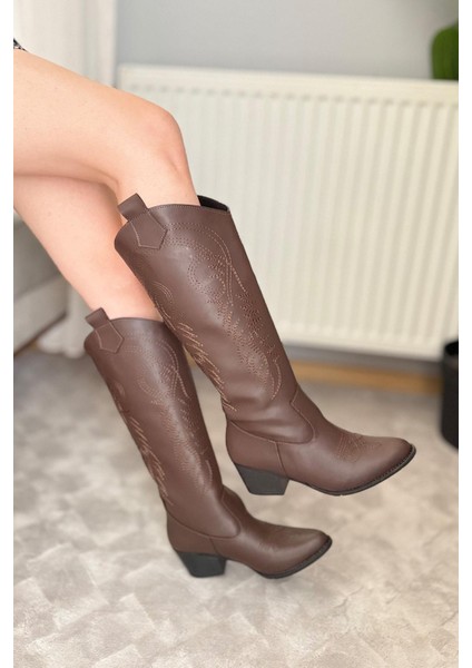 Kadın Jasire Kahverengi Nakışlı Western Kovboy Cowgirl Bot Çizme indirimleri