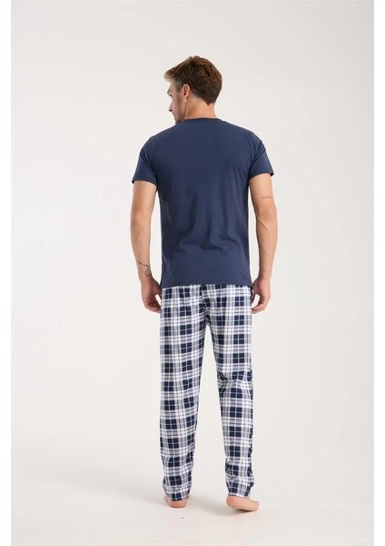 Erkek Lacivert Düğmeli Yaka Kısa Kol Pijama Takımı indirimleri