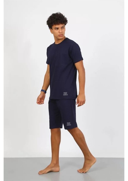 Erkek Pamuk Lakost Alt Üst Kaprili Pijama Takım Lacivert fiyatları