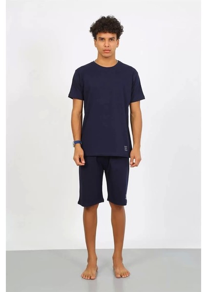 Erkek Pamuk Lakost Alt Üst Kaprili Pijama Takım Lacivert modelleri