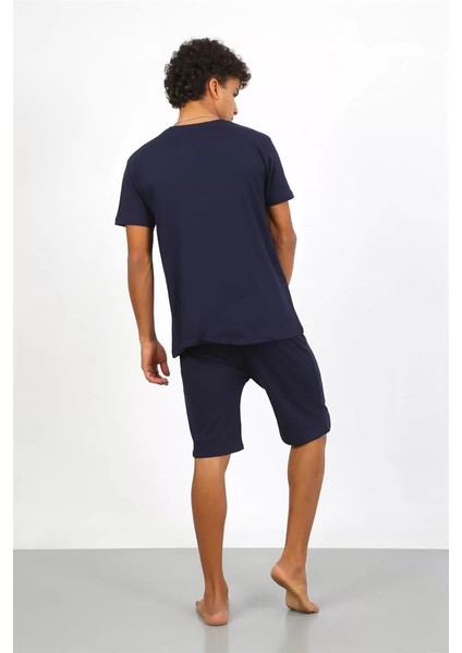 Erkek Pamuk Lakost Alt Üst Kaprili Pijama Takım Lacivert fırsatları