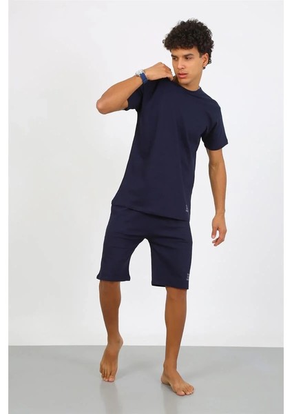 Erkek Pamuk Lakost Alt Üst Kaprili Pijama Takım Lacivert indirimleri
