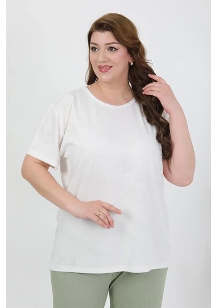 Kadın Büyük Beden Kısa Kol Penye Pijama Takımı Beyaz fiyatları