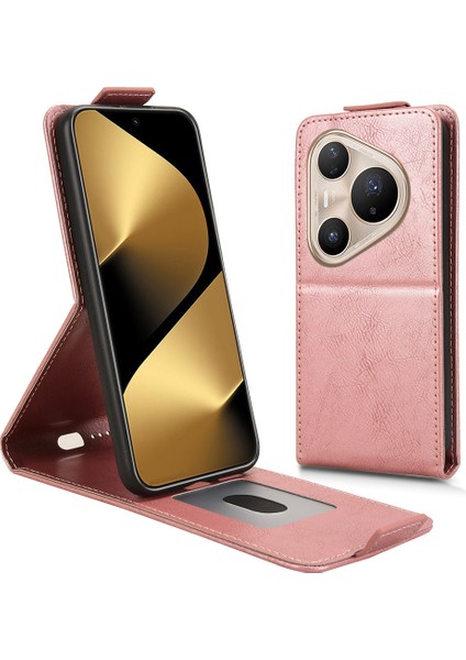 Huawei Pura 80 Pro Stand Kılıf Manyetik Toka Dikey Kapaklı Deri Telefon Kılıfı ve Kart Tutucu (Yurt Dışından)