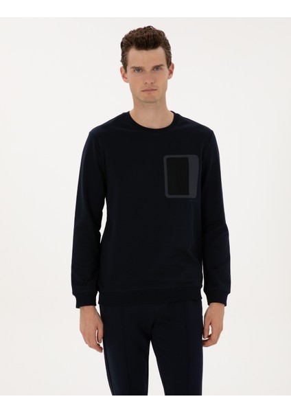 Erkek Lacivert Regular Fit Bisiklet Yaka Sweatshirt 50317658-VR033