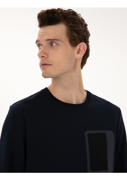 Erkek Lacivert Regular Fit Bisiklet Yaka Sweatshirt 50317658-VR033 fiyatları