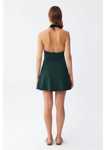 Kadın Çiçek Desenli Fiyonklu Haki Elbise Mayo indirimleri