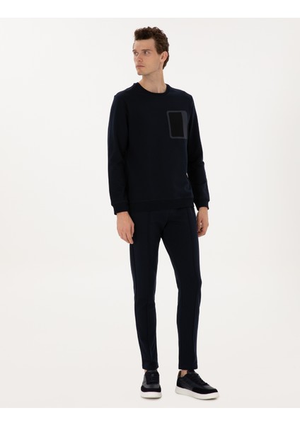 Erkek Lacivert Regular Fit Bisiklet Yaka Sweatshirt 50317658-VR033 fırsatları