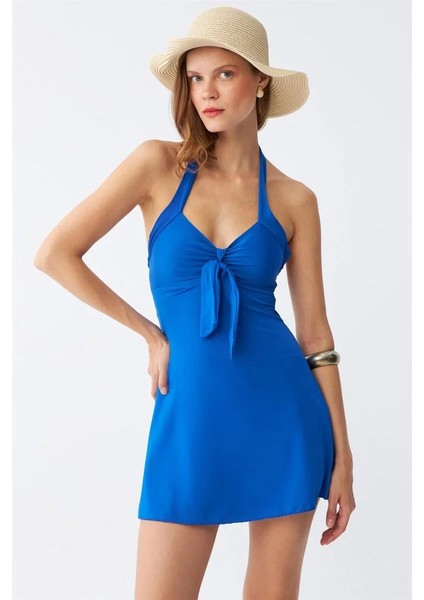 Kadın Fiyonklu Sax Elbise Mayo