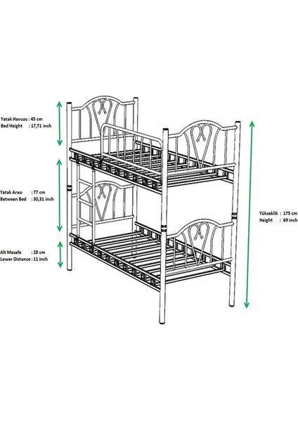 Argimo Melis Genç Çocuk Odası Metal Ranza ve Karyola indirimleri