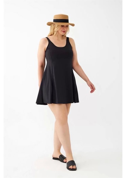 Kadın Siyah Büyük Beden Düz Elbise Mayo fiyatları