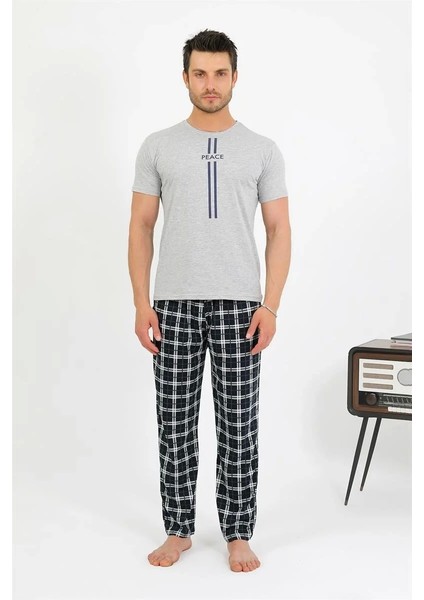 Erkek Pamuk Kısa Kol Pijama Takım Gri fırsatları