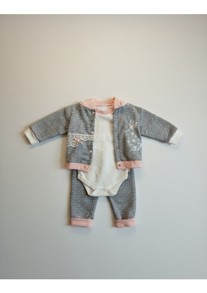 Kız Bebek 3'lü Kapüşonlu Takım