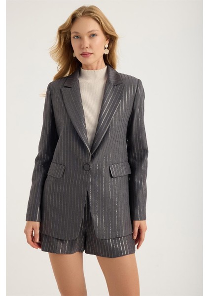 Payet Şeritli Tek Düğme Ceket