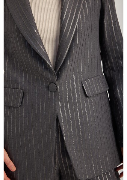 Payet Şeritli Tek Düğme Ceket fırsatları