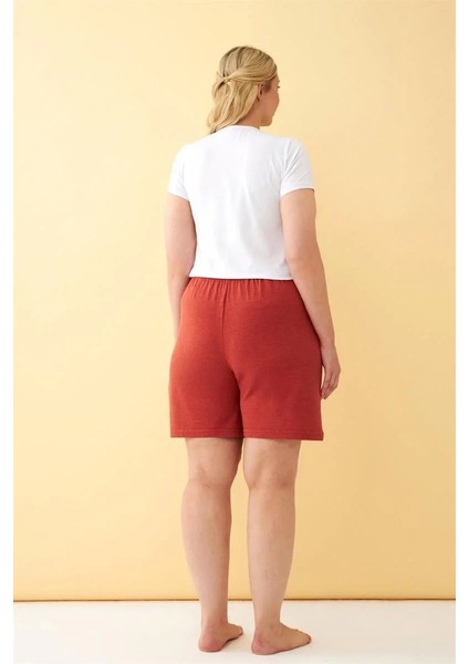 Kadın Kiremit Rengi Rahat Kalıp Cepli Şort indirimleri