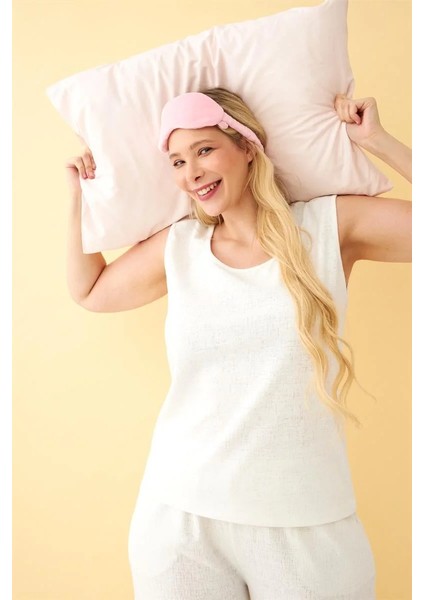 Kadın Ekru Keten Jakarlı Büyük Beden Alt Üst Takım modelleri