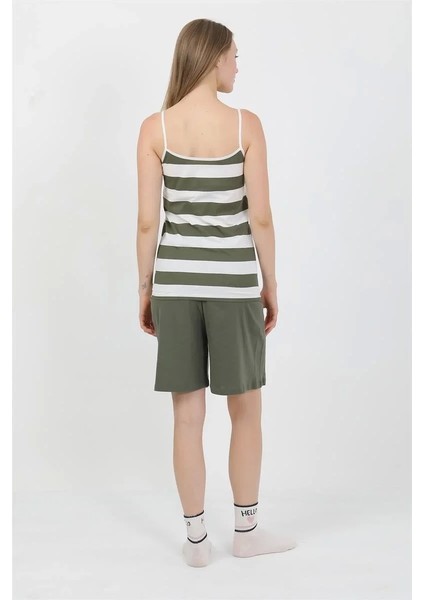 Kadın Ip Askılı Pamuk Penye Şortlu Takım Haki indirimleri