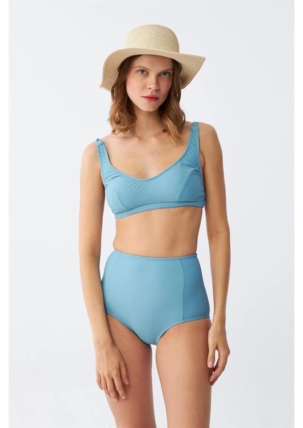 Kadın Basic Turkuaz Pedli Yüksek Bel Bikini Takımı fırsatları