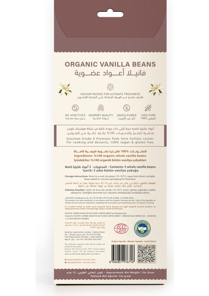 Organic Vanilla Beans | 12G fiyatları