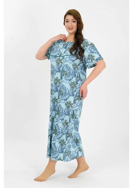 Kadın Büyük Beden Kısa Kol Mavi Anne Gecelik fiyatları
