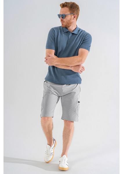 Erkek Açık Gri Nefes Alan Likralı Kumaş 5 Cepli Outdoor Kargo Kapri Şort fiyatları