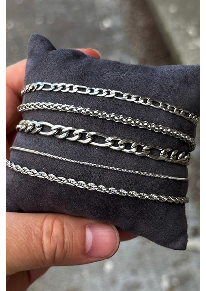 5 Adet Paslanmaz Çelik Bileklik Set Eşe Arkadaşa Sevgiliye Hediye SCB77 modelleri