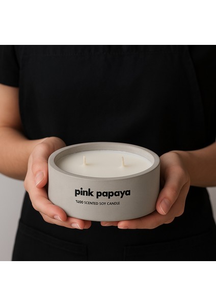 Dekoratif El Yapımı Yatay Mum : Çift Fitilli : Kokulu Soya Mum : Pink Papaya fiyatları