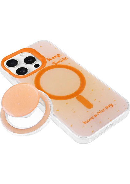 Apple iPhone 15 Pro Max Uyumlu Magsafe Özellikli Tak Çıkar Soketli Tiktok Kapak Turuncu
