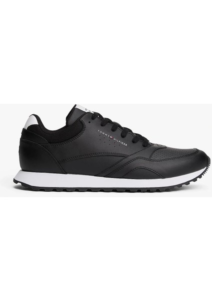 New Runner Eva Tabanlı Deri Klasik Erkek Siyah Sneaker FM0FM055120GX