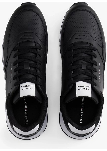 New Runner Eva Tabanlı Deri Klasik Erkek Siyah Sneaker FM0FM055120GX