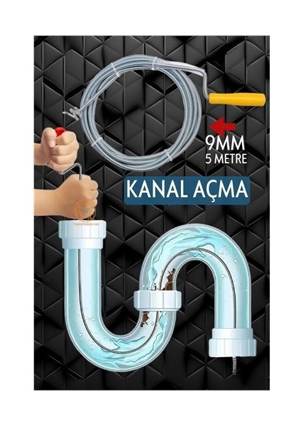 Turk Profesyonel Kanal Açma Sprali Kanal Gider Tıkanık Açıcı 5 mt - AYS7256-8373