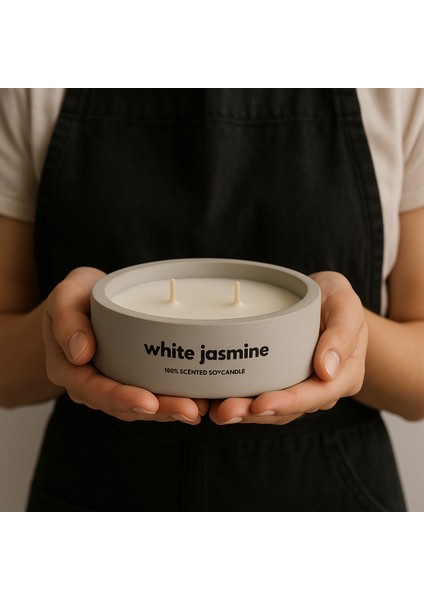 Dekoratif El Yapımı Yatay Mum : Çift Fitilli : Kokulu Soya Mum : White Jasmin fiyatları