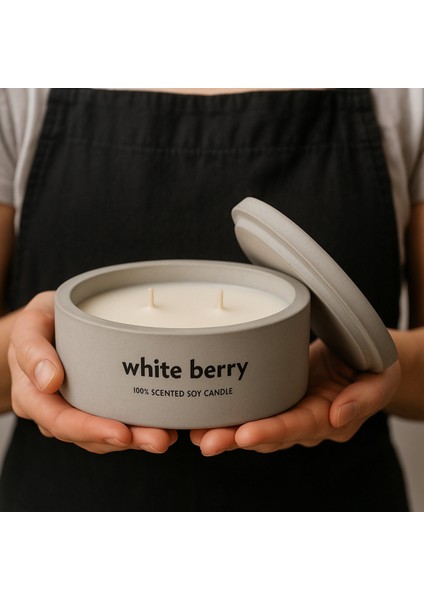Dekoratif El Yapımı Yatay Mum : Çift Fitilli : Kokulu Soya Mum : White Berry fiyatları