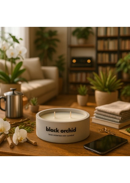 Dekoratif El Yapımı Yatay Mum : Çift Fitilli : Kokulu Soya Mum : Black Orchid fiyatları