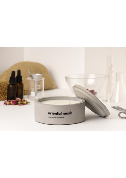 Dekoratif El Yapımı Yatay Mum : Çift Fitilli : Kokulu Soya Mum : Oriental Musk
