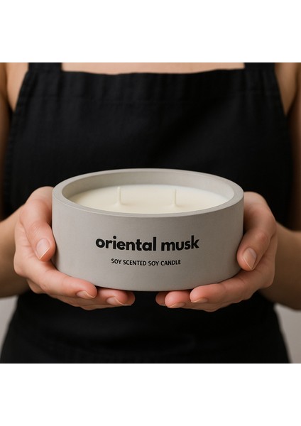 Dekoratif El Yapımı Yatay Mum : Çift Fitilli : Kokulu Soya Mum : Oriental Musk fiyatları