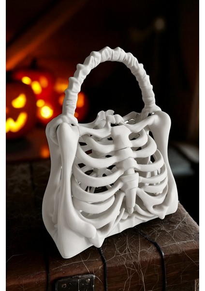 Kadın Kemik Görünümlü Iskelet El Çantası – Bone Bag (Beyaz & Kemik Beyazı)