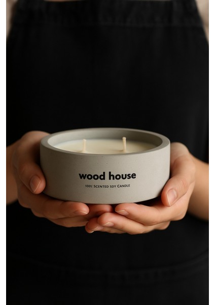 Dekoratif El Yapımı Yatay Mum : Çift Fitilli : Kokulu Soya Mum : Wood House fiyatları