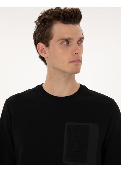 Erkek Siyah Regular Fit Bisiklet Yaka Sweatshirt 50317658-VR046 fiyatları