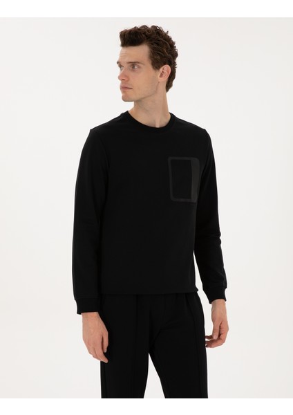 Erkek Siyah Regular Fit Bisiklet Yaka Sweatshirt 50317658-VR046 modelleri