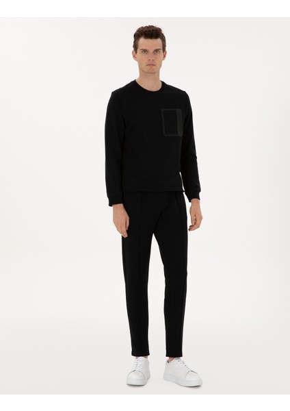 Erkek Siyah Regular Fit Bisiklet Yaka Sweatshirt 50317658-VR046 fırsatları