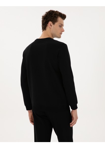 Erkek Siyah Regular Fit Bisiklet Yaka Sweatshirt 50317658-VR046 indirimleri