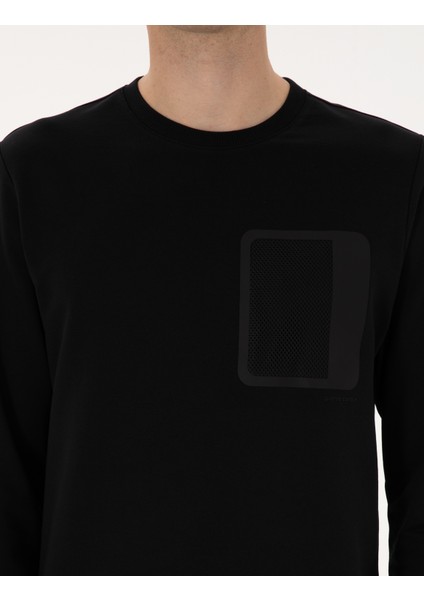 Erkek Siyah Regular Fit Bisiklet Yaka Sweatshirt 50317658-VR046